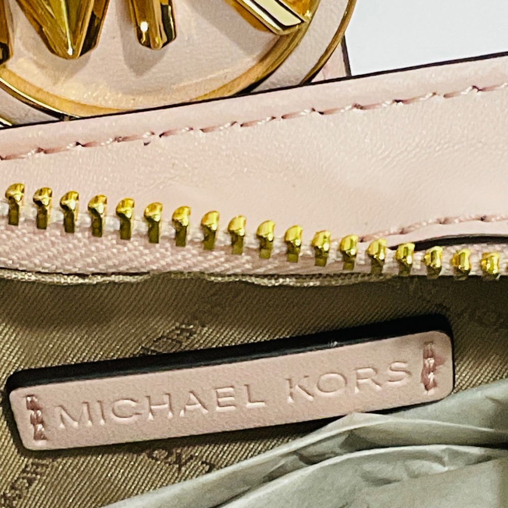 Michael Kors Carmen pouchette powder blush pink small vegan shoulder bag purse - Picture 13 of 15